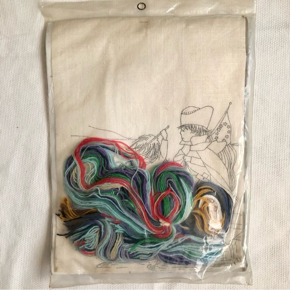 Crewel stitchery kit Coats & Clark Vintage 12x16 named Patriots kids boat  flag - Picture 5 of 8